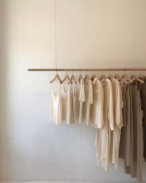 Cream Aesthetic, Beige Aesthetic, Aesthetic Colors, Brown Aesthetic, White Aesthetic, Clothing Rack, Store Design, Wall Collage, Concept Store