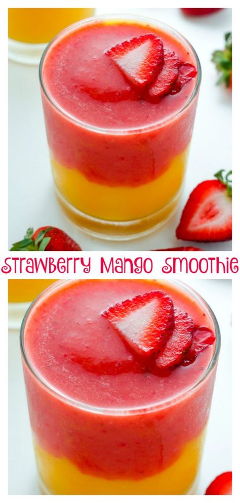 Strawberry Mango Smoothie - Baker by Nature Tartiflette Recipe, Strawberry Mango Smoothie, Baker By Nature, Smoothie Fruit, Smoothie Drink Recipes, Smoothie Bowl Recipe, Easy Smoothie Recipes, Mango Smoothie, Strawberry Smoothie