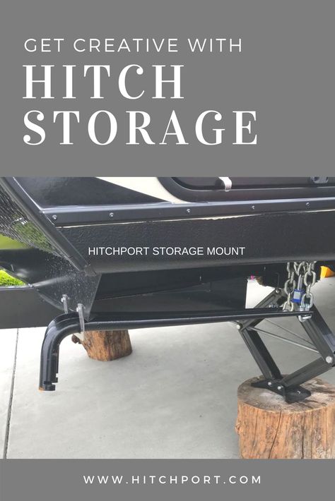 Travel Trailer Storage Compartment, Rv Hitch Storage Ideas, Camper Tongue Storage, Under Trailer Storage Ideas, Trailer Hitch Storage, Trailer Tongue Storage, Rv Tongue Storage, Rv Trailer Hacks, Rv Hacks Travel Trailers