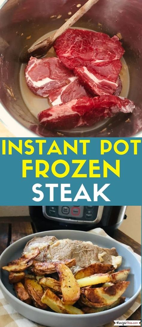 Instant Pot Frozen Steak. How to instant pot frozen steak. Time to make the most delicious tender steak you have ever tried in your instant pot. Direct from your freezer into your instant pot pressure cooker, this is a truly amazing must try instant pot recipe. #instantpotrecipes #instantpotsteak #instantpotfrozen #instantpotfrozensteak Frozen Flank Steak Instant Pot, Sirloin Steak Pressure Cooker Recipes, Steak In Instant Pot How To Cook, Instant Pot Frozen Steak, Frozen Beef Instant Pot, Frozen Round Steak Instant Pot, Pressure Cooker Steak Recipes, Steaks In Instant Pot, Frozen Steak Recipes