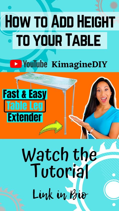 Add Height To Table, Table Leg Extenders, Folding Table Legs, Diy Table Legs, Cheap Table, Diy Xmas Gifts, Extending Table, Leg Extensions, Table Leg