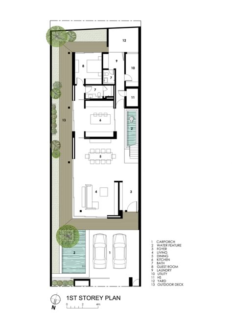 Layout Far Sight House / Wallflower Architecture + Design Narrow House Designs, Narrow House Plans, Villa Plan, Narrow House, Floor Layout, Modern House Plans, Architecture Presentation, Small House Plans, Villa Design