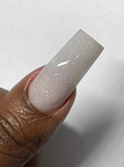 White Sparkly Nails, White Sparkle Nails, Shimmery Nails, Sparkly Acrylic Nails, Wedding Glitter, Milky Nails, Wedding Nails Glitter, Glittery Nails, White Glitter Nails