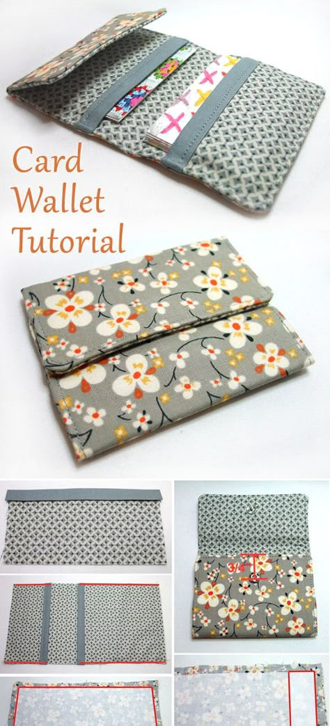 Sewing A Wallet, Wallet Sewing Pattern Free, Card Wallet Tutorial, Bifold Wallet Pattern, Card Wallet Pattern, Quilt Gifts, Wallet Sewing Pattern, Sew Wallet, Wallet Tutorial