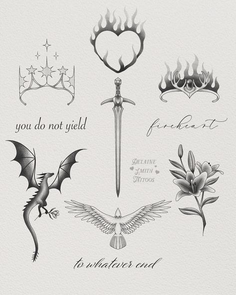 THRONE OF GLASS TATTOOS ✨💃🏼 I started in April and I finished at the end of May, what a roller coaster. At one point my husband made a comment about my book really making me sob… he was in a completely different room 🤧 Just like the ACOTAR flash (which I included in this post in case you forgot about them) these are repeatable! 150 for b&g, 200 for color ✨ Throne Of Glass Dragon Tattoo, Acotar Tog Tattoo, Throne Of Glass Series Tattoo, Throne Of Glass The Thirteen Tattoo, Throne Of Glass Tattoo Sleeve, The 13 Tattoo Tog, Sjm Inspired Tattoos, Throne Of Glass Tattoo Quotes, Terrasen Tog Tattoo