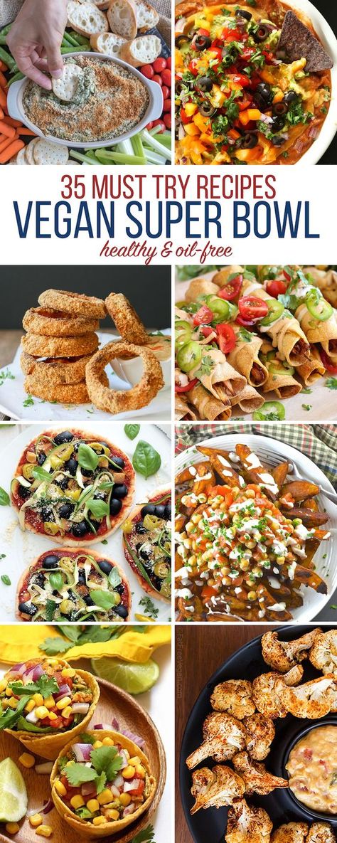 Ideas For Party Food, Vegetarian Super Bowl, Party Food Ideas For Adults, Vegan Superbowl Snacks, Vegan Superbowl Food, Vegan Super Bowl, Crowd Desserts, Super Bowl Food Healthy, Healthy Oil