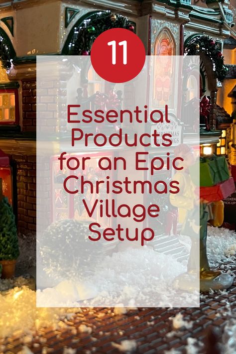 Get your Christmas village ready in no time with these 11 must-have products! 🏡✨ Make setting up your magical winter wonderland easier and more enjoyable with these time-saving essentials. 🎁🎅 Click to read the post and make your Christmas village dream come true! Department 56 Dickens Village Display, Setting Up Christmas Village Display, How To Set Up Christmas Village, Displaying Christmas Villages, Christmas Village Set Up, Set Up Christmas Village, Ways To Display Christmas Village, Christmas Village Display Ideas Layout, Christmas Village Set Up Ideas