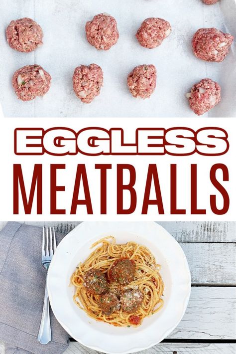 Eggless Lunch Ideas, Eggless Meatball Recipes, Meatball Recipes Without Eggs, Eggless Meatballs, Meatballs Without Eggs, Meatball Pie, Egg Free Meatballs, Homemade Italian Meatballs, Ground Beef Meatballs