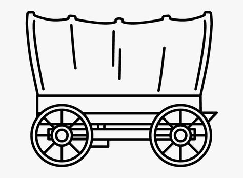 Wagon Drawing Simple, Covered Wagon Drawing, Wagon Drawing, Pioneer Wagon, Western Classroom, Spring Break Camping, Stencil Patterns Templates, Horse Quilt, Primary Singing Time