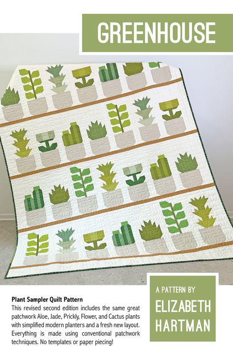 Cactus Quilt Pattern, Plant Quilt, Cactus Quilt, Patchwork Techniques, Elizabeth Hartman Quilts, Bookcase Quilt, Quilt Heart, Quilt Board, Elizabeth Hartman