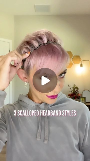 3,467 likes, 130 comments - hairmakesupbee on October 26, 2022: "3 Scalloped Headband Styles- Prior to these I hadn’t used this style of headband before. I really like them, they stay put and are comfortable to wear. I wore the 3rd style for around 8 hours and by the end of the night had forgotten I was wearing a headband. The one I’m using can be found at the link in my bio on the accessories page. It comes in a pack of 2 from @clairesstores 🤍🐝". Short Hair Styles With Headbands, Head Band Short Hair, Short Hair And Headbands, Pixie With Headband, Headband Hairstyles With Bangs, Hair Headband Styles, Short Hair Headband Hairstyles, Head Band Hairstyle, Headband Short Hair