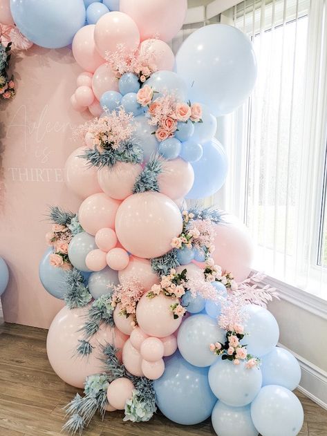 Spring Garden 13th Birthday | Kara's Party Ideas 13 Bday Theme Ideas, 13 Birthday Themes, 12 Th Birthday Ideas, Blue 13th Birthday Party Ideas, 13 Birthday Backdrop, 13th Birthday Balloon Ideas, Girl 13th Birthday Party Ideas, Teenage Dream Birthday Party Theme, 13 Birthday Balloon Ideas