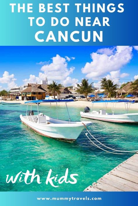 The best things to do near Cancun with kids - everything from Maya ruins, gorgeous beaches, snorkeling and jungle adventure to add to your wishlist for a trip to the Yucatan Peninsula in Mexico, including tips on which cenotes to visit, adventurous days out and getting around from Cancun with kids Cancun With Kids, Maya Ruins, Jungle Adventure, Yucatan Peninsula, Caribbean Travel, Days Out, Cancun, Snorkeling, Things To Do