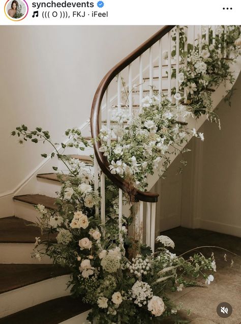 Staircase Installation, July Wedding Flowers, Wedding Stairs, Wedding Staircase, Natural Wedding Flowers, Nottingham Uk, Wedding Party Flowers, Wedding Options, British Flowers