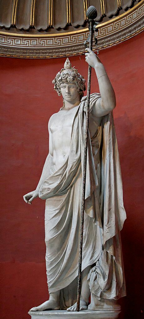 Colossal statue of Antinous as Dionysus-Osiris, approx 1792 Ancient Greek Sculpture, Roman Statue, Greek Statues, Roman Gods, Roman Sculpture, Greek And Roman Mythology, Greek Mythology Art, Greek Sculpture, Vatican Museums