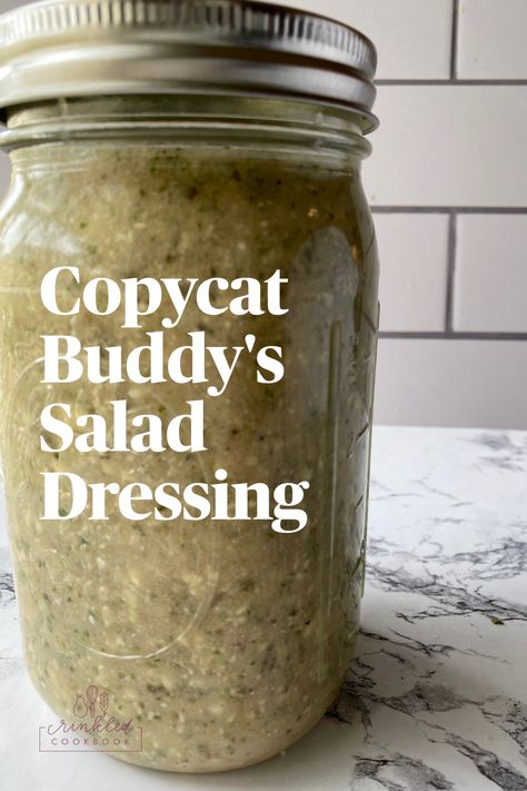 Salad dressing in a jar on a counter. Blue Cheese Vinaigrette Dressing Outback, Restaurant Salad Dressing Recipes, Blue Cheese Vinaigrette Dressing Recipe, Blue Cheese Vinaigrette Dressing, Blue Cheese Vinaigrette, Cheese Salad Dressing, Best Salad Dressing, Salad Dressing Recipes Healthy, Green Salads