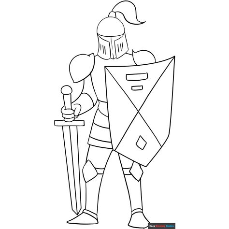 Free Knight Coloring Page for Kids Armor Making, Line Art Coloring, Knight Drawing, Free Printable Coloring Sheets, Easy Drawings For Beginners, Printable Coloring Sheets, Knight Armor, Easy Coloring Pages, Drawing Tutorial Easy