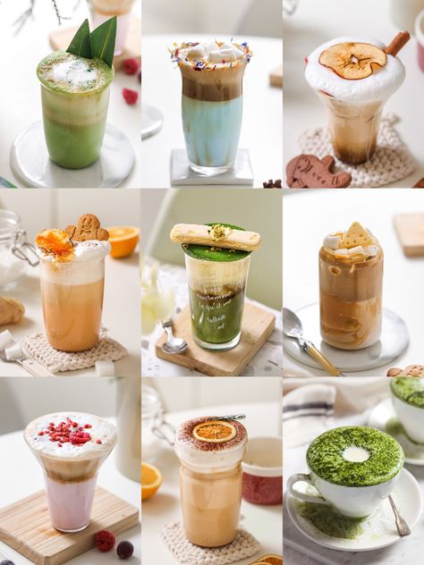 Korean Cafe Drinks, Cafe Drinks, Korean Coffee, Cafe Menu Design, Iced Drinks Recipes, Korean Cafe, Coffee Shop Menu, Coffee Shop Business, Drink Recipes Nonalcoholic