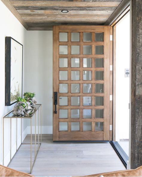 Natural Wood Doors, Brooke Wagner, Reclaimed Wood Door, Ranch Farmhouse, Farmhouse Front Door, Wood Front Doors, Modern Ranch, Front Door Design, House Doors