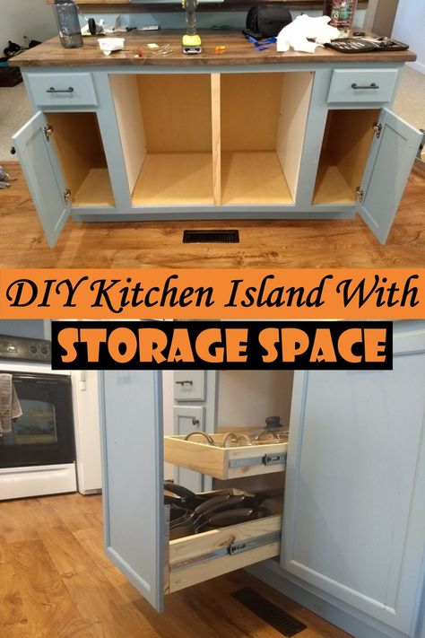 Unique Kitchen Island Ideas Diy, Small Kitchen Island Storage Ideas, Diy Small Kitchen Island Ideas, Kitchen Island For Small Kitchen, Island For Small Kitchen, Island Ideas For Small Kitchens, Kitchen Island Ideas Diy, Free Standing Kitchen Island, Cheap Diy Kitchen