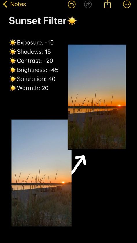 Sunset Filter☀️| Photo editing | Camera roll app💞 Editing Sunset Photos, Sunrise Photo Editing, Landscape Photo Editing, Sunset Preset Iphone, Sunset Photo Filter, Edit Sunset Photos Iphone, Beachy Filter Camera Roll, Sunset Picture Editing, Sunset Picture Settings