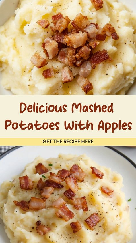 Indulge in the perfect blend of flavors with our recipe for creamy mashed potatoes with a hint of sweetness from apples. This savory side dish is sure to impress your family and friends at your next gathering. The smooth and velvety texture combined with the subtle apple undertones creates a delightful culinary experience that will have everyone reaching for seconds. Whether you're hosting a holiday feast or simply craving comfort food, these mashed potatoes with apples are a must-try addition t Apple Mashed Potatoes, Applebees Mashed Potatoes Recipe, Best Mashed Potatoes Recipe Homemade, Easy Mash Potato Recipes, How To Make Mash Potatoes Easy, Home Style Mashed Potatoes, Best Home Made Mash Potatoes, Sweet Mashed Potatoes, Delicious Mashed Potatoes