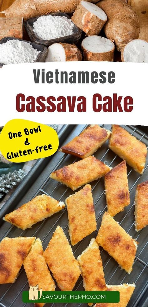 Vietnamese Cassava Cake (Bánh Khoai Mì Nướng) Dessert With Coconut, Milk Flavors, Coconut Delight, Vietnamese Desserts, Vegan Condensed Milk, Asian Dessert Recipes, Cassava Cake, Honeycomb Cake, Vietnamese Dessert