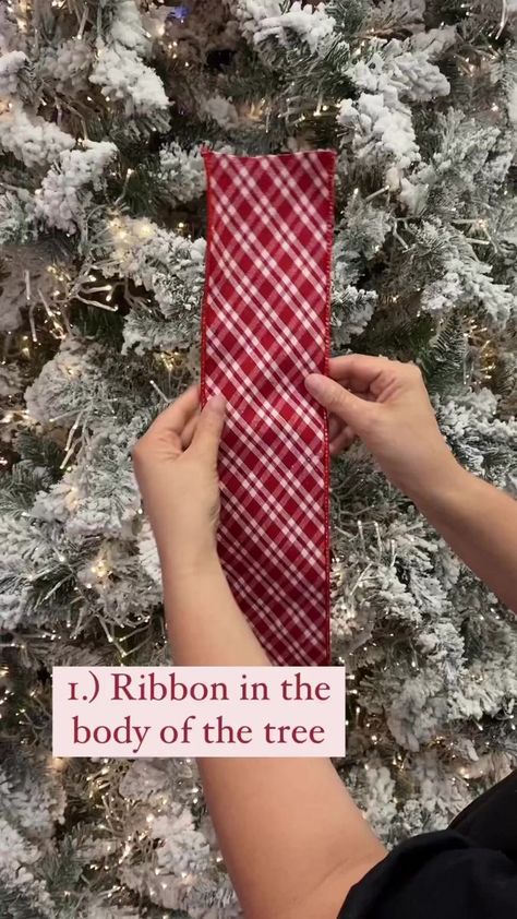 Christmas Tress Ribbon Ideas, Apply Ribbon To Christmas Tree, Burlap Ribbon Christmas Tree Easy Diy, Using Ribbon As Garland Christmas Trees, Ribbon Loops On Christmas Tree, How To Put Ribbon On A Christmas Tree Videos, How To Tuck Ribbon In Christmas Tree, Ribbon On Christmas Tree Tutorial, Ribbon Ideas For Christmas Trees