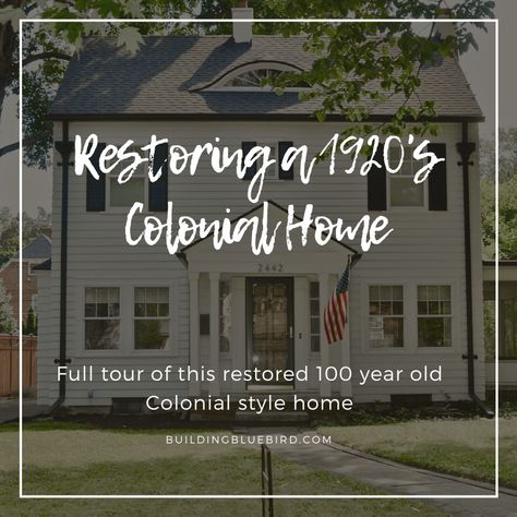 Colonial Revival House Exterior, Colonial Restoration, Dutch Colonial Exterior, Brick Colonial House, Colonial Home Interior, Painted Stone Fireplace, Colonial Remodel, Small Colonial, American Colonial Style