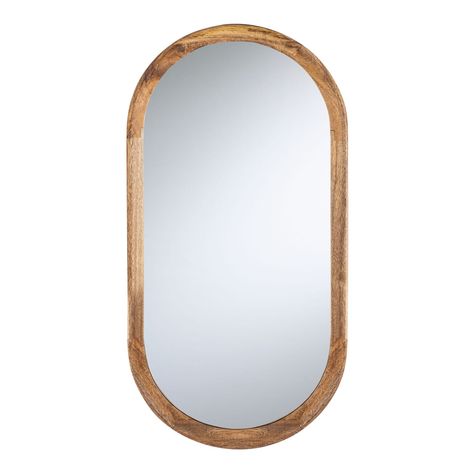 Oblong Natural Wood Wall Mirror - World Market Natural Wood Mirror, Realistic Apartment, Livng Room, Condo Bedroom, Full Length Floor Mirror, Mirror Oval, Wood Arch, Desert Living, Mirror Hanging