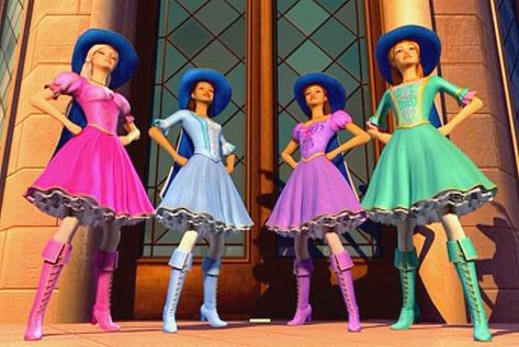 Barbie And The Three Musketeers Costume, 4 Cartoon Friends, Barbie Three Musketeers, Barbie Challenge, Barbie Tree, Barbie And The Three Musketeers, Musketeer Costume, Paris Ideas, Barbie Series