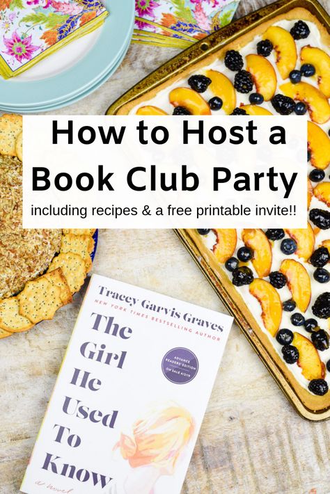 Book Club Invitations Free Printable, Hosting A Book Club Meeting, Book Club Meal Ideas Dinners, Lessons In Chemistry Book Club Food Ideas, Book Party Activities, Hosting A Book Club Party, Book Club Recipes, Games For Book Club, Book Club Cocktails