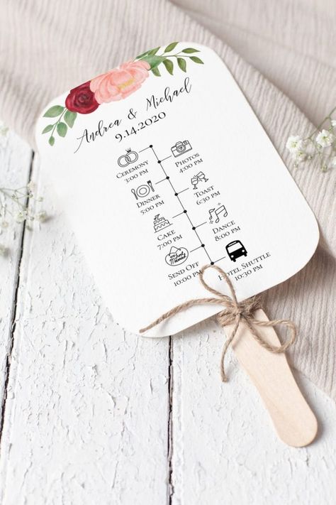 Wedding Order Of Events, Party Timeline, Wedding Day Schedule, Wedding Fan, Rustic Paper, Order Of Events, Wedding Icon, Wedding Ceremony Signs, Program Fans