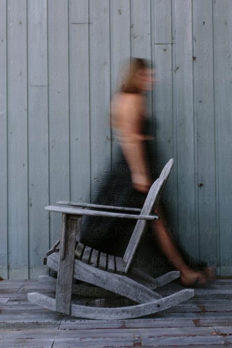 Stock Photo of Woman Walking Blurred in Frame with Slow Shutter speed and Adirondack Chair Beautiful Creative Photography from The Best Stock Image and Video Agency #StocksyUnited #stocksyportrait #beautifulphotography #creativephotography #stockphotography #landscapephotography #BeautifulArtPhotography #amazingphotography #awesomephotography #stocksy #stocksyunited Slow Shutter Speed Photography, Panning Photography, Hi Speed Photography, Motion Blur Photography, High Shutter Speed, Shutter Speed Photography, Photo Of Woman, Photography Ideas At Home, Blur Photography