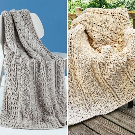 Who else wants to cozy up for the cold winter weather in this stunning afghan? Celtic Afghan by Lion Brand Yarn is big, chunky, heavy and gorgeous and crocheting this pattern is full of adventure. It helps if you’ve practiced the cable stitch before cause this pattern is not easy and it’s challenging especially in … Celtic Crochet Blanket, Afghan Video, Crochet Afghans Easy, Cable Afghan, Celtic Crochet, Crochet Ripple Afghan Pattern, Simple Amigurumi, Afghan Crochet Patterns Easy, Cable Crochet