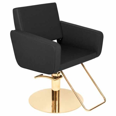 Aeolian Supergold Black - GSAI002SGX | Styling Salon Chairs | Beauty Design Black And Gold Salon Chair, Fancy Salon, Black And Gold Salon, Salon Board, Hair Salon Chair, Hair Salon Chairs, Black Hair Salons, Hair Decor, Hair Boutique