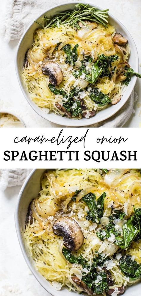 Onion Spaghetti, Healthy Squash Recipes, Spaghetti Squash Recipes Healthy, Healthy Dinner Recipes For Family, Dinner Recipes For Family, Spaghetti Squash Recipes, Caramelized Onion, Squash Recipes, Vegetarian Recipes Dinner