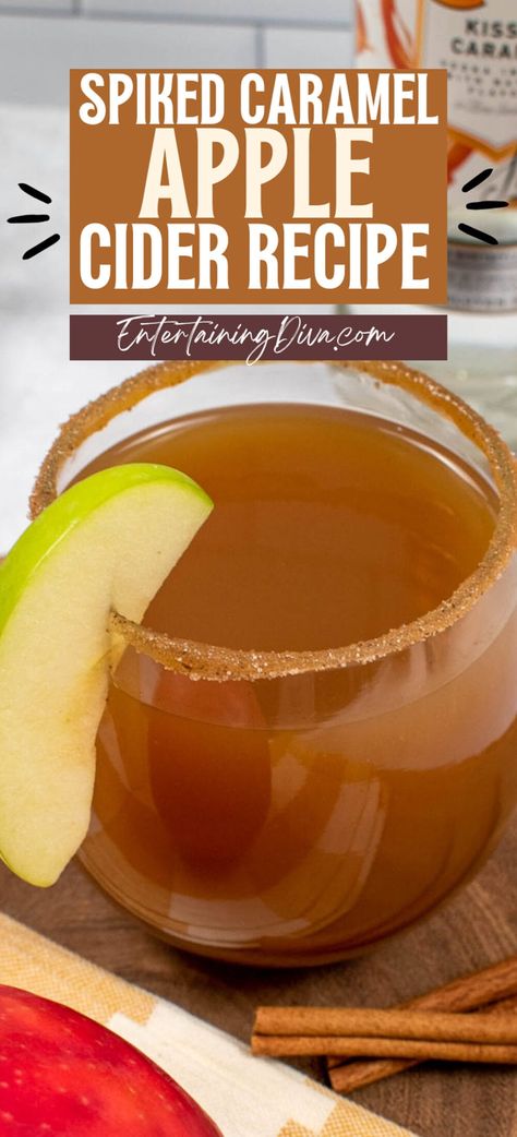 Spiked Caramel Apple Cider, Thanksgiving Cider, Spiced Cider Recipe, Spiked Apple Cider Recipe, Caramel Apple Cider Recipe, Cider Cocktail Recipes, Homemade Cider, Caramel Apple Cider, Apple Cider Punch