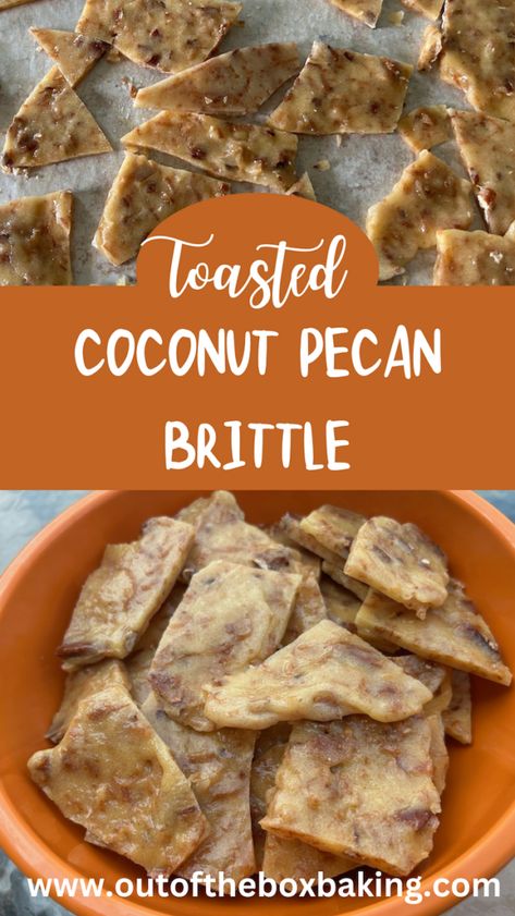 If you’re looking for a quick and delicious treat to serve your family or guests, this is the post for you. Keep reading to discover the most amazing Toasted Coconut Pecan Brittle ever! Toasted Coconut Brittle, Honey Toasted Pecans, Coconut Pecan Pralines, Brittle Recipes Easy, Peanut Brittle With Coconut, Flavored Pecans Recipes, Coconut Brittle Recipes, New Orleans Pecan Clusters, Cinnamon Pecans Recipe