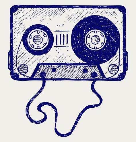 Music Doodle, Music Tattoo Designs, Tape Painting, Audio Tape, Audio Cassette Tapes, Tape Art, Doodle Style, Music Tattoos, Audio Cassette