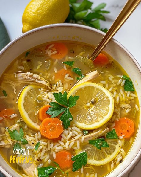 Lemon-Ginger Chicken and Rice Soup Lemon Ginger Turmeric Chicken And Rice Soup, Chicken And Ginger Soup, Turkey Lemon Rice Soup, Lemon Ginger Soup, Soup To Eat When Sick, Lemon Ginger Chicken Soup, Ginger Chicken Noodle Soup, Kidney Cleanse Juice, Lemon Ginger Chicken