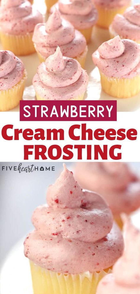 Strawberry Icing Recipe, Strawberry Cream Cheese Icing, Strawberry Frosting Recipes, Easy Icing Recipe, Easy Icing, Cream Cheese Frosting Easy, Strawberry Icing, Strawberry Cream Cheese Frosting, Pies Recipes