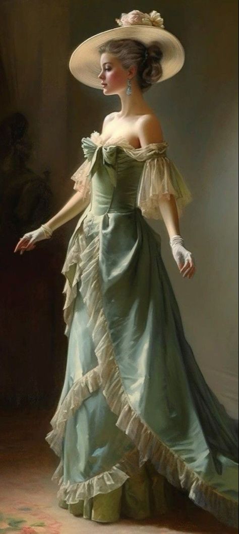 1800s Dresses, 19th Century Dresses, Victorian Ball Gowns, Victorian Fashion Women, Victorian Era Dresses, Victorian Gown, Victorian Era Fashion, Victorian Paintings, 1900s Fashion