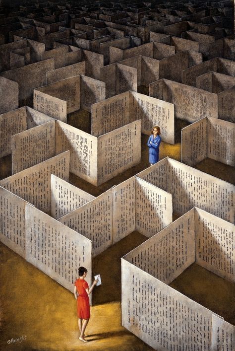 RAFAL OLBINSKI Rafal Olbinski, Labyrinth Maze, Surealism Art, 카드 디자인, Surrealism Painting, Gcse Art, Surreal Art, Labyrinth, Autocad