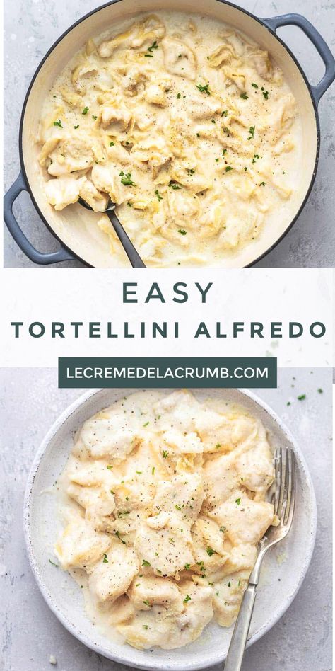 Food Cravings Videos, Easy Tortellini Alfredo, Food Cravings Desserts, Tortellini Sauce Recipes, Food Cravings Late Nights, Food Cravings Dinner, Fetuccini Alfredo, Easy Tortellini, Cheese Tortellini Recipes