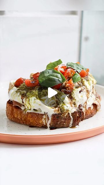 Caprese Toast, Pesto Toast, Tomatoes Burrata, Burrata Caprese, Garlic Pesto, Black Truffles, Garlic Confit, Proper Tasty, Food Tags