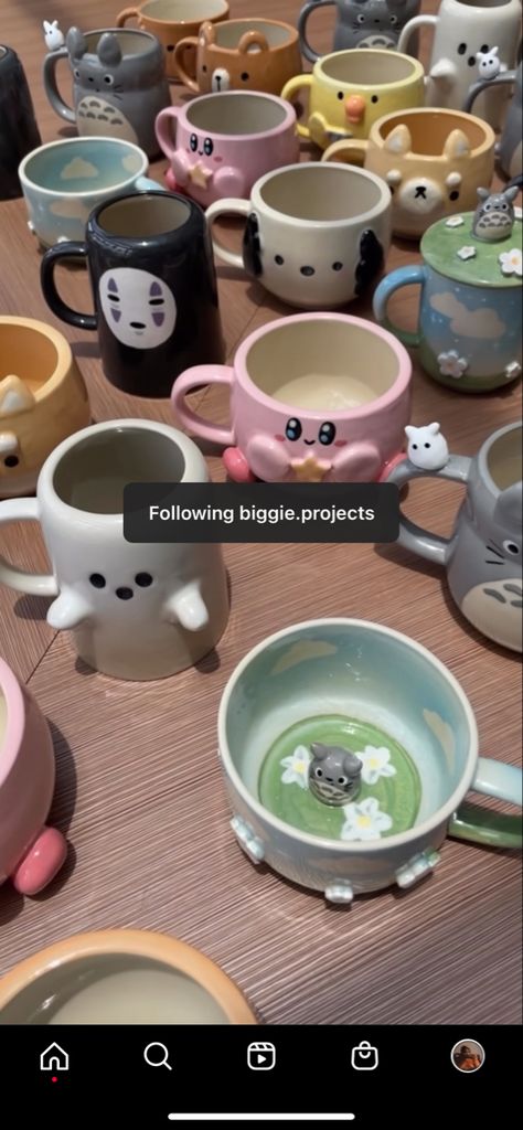 Acnh Pottery, Animal Crossing Clay Ideas, Acnh Clay Art, Animal Crossing Pottery, Pottery Animal Crossing, Animal Crossing Ceramics, Planet Clay Mug, Color Me Mine, Clay Cup