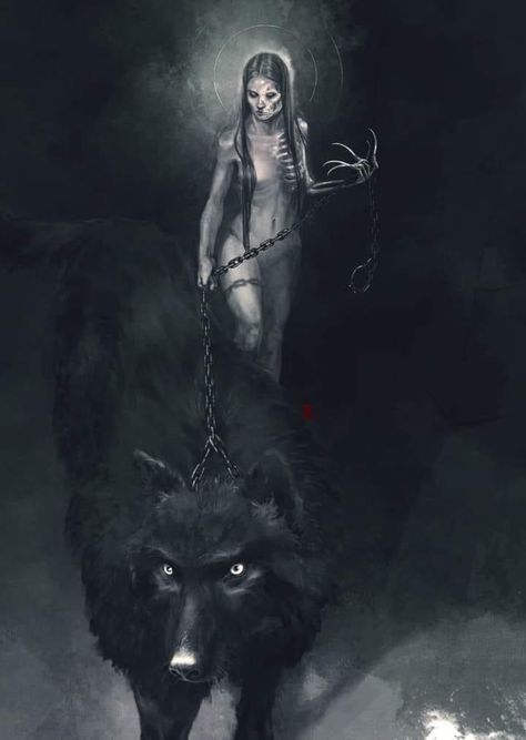 Hela Mythology, Goddess Hel Art, Hel Tattoo Norse Mythology, Hel Norse Goddess, Hel Norse Mythology, Goddess Hel, Hel Goddess, Guardian Dog, Norse Gods