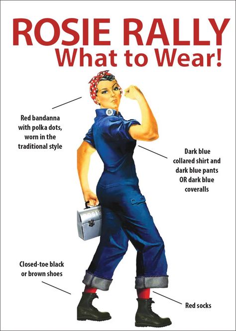 Rosie The Riveter Halloween Costume, Rosie The Riveter Halloween, Mechanic Costume, Rosie The Riviter, Rosie The Riveter Costume, Dark Blue Pants, Hallowen Costume, Rosie The Riveter, Spirit Week