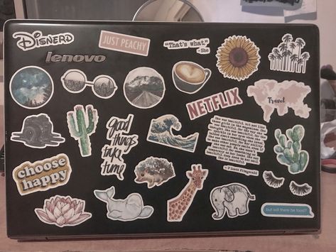 Black Laptop Stickers Ideas, Macbook Case Stickers, Ipad Case Stickers, Hp Laptop Stickers, Aesthetic Cases, Sticker Layout, Laptop Aesthetic, Laptop Case Stickers, Laptop Decoration